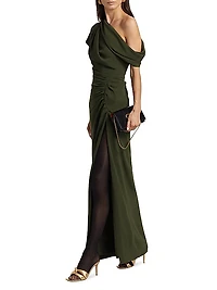 Kally One-Shoulder Draped Midi-Dress