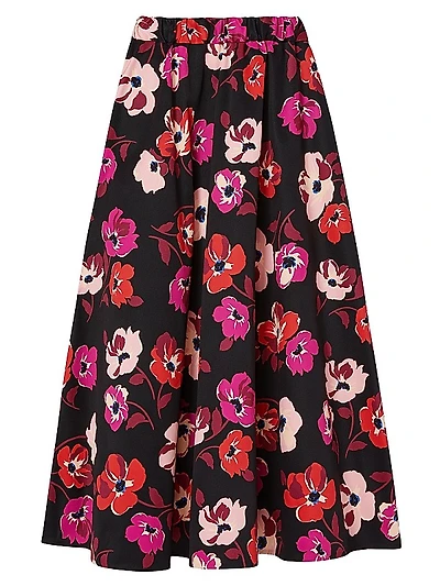 Mainline Fall Poppies A-Line Midi-Skirt