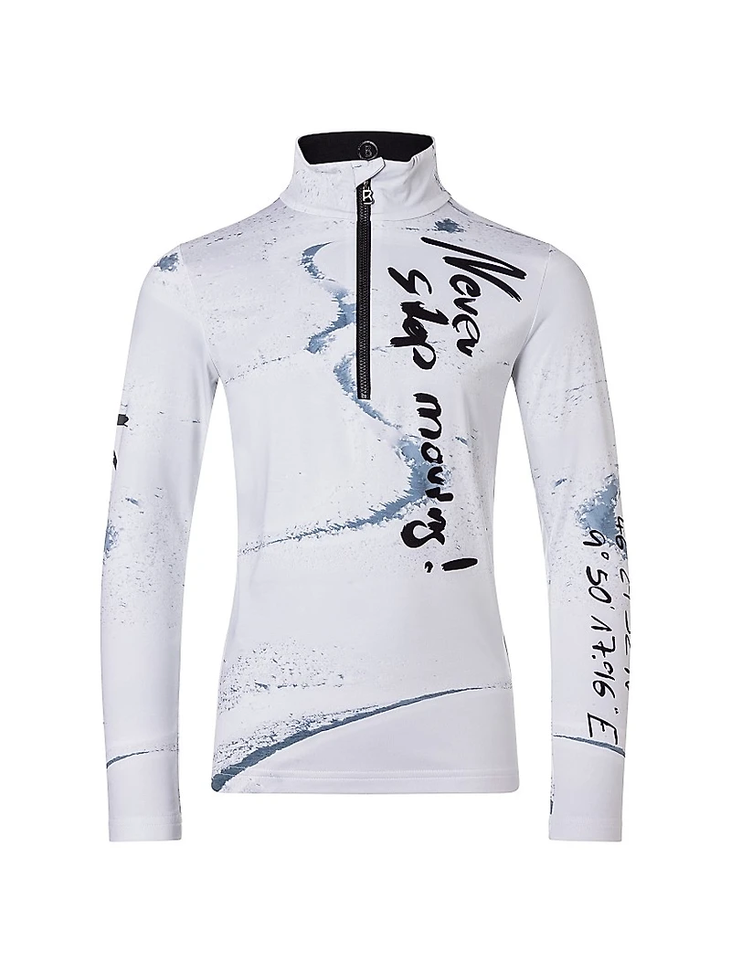 Little Boy's & 'Never Stop Learning' Half-Zip Pullover