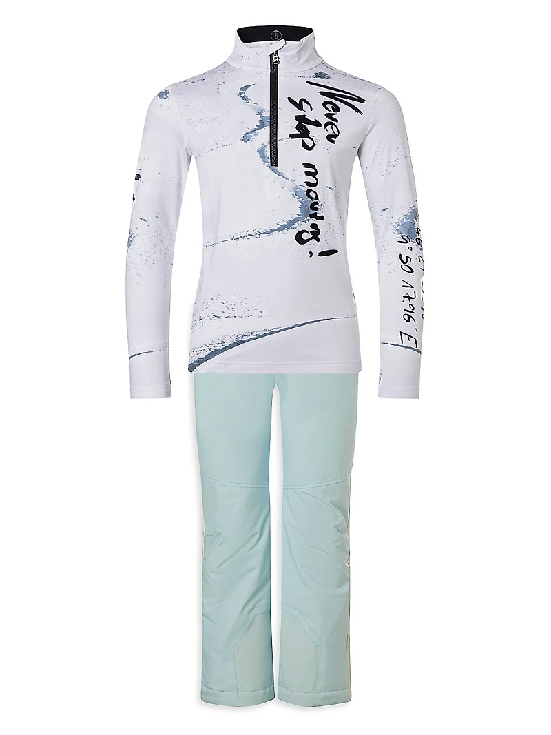 Little Boy's & 'Never Stop Learning' Half-Zip Pullover