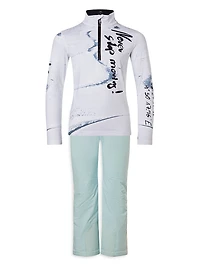 Little Boy's & 'Never Stop Learning' Half-Zip Pullover