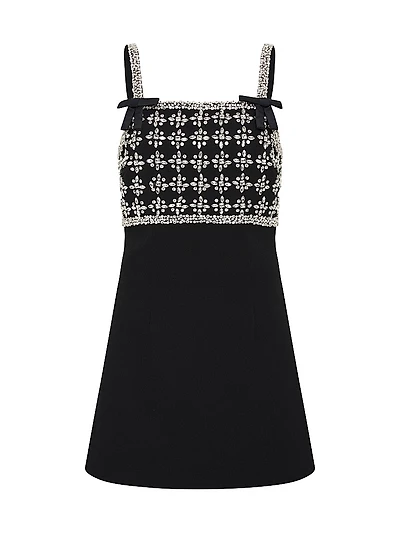 Rina Crystal-Embellished Crepe Minidress