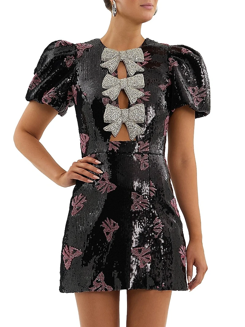Miya Sequined Bow Minidress