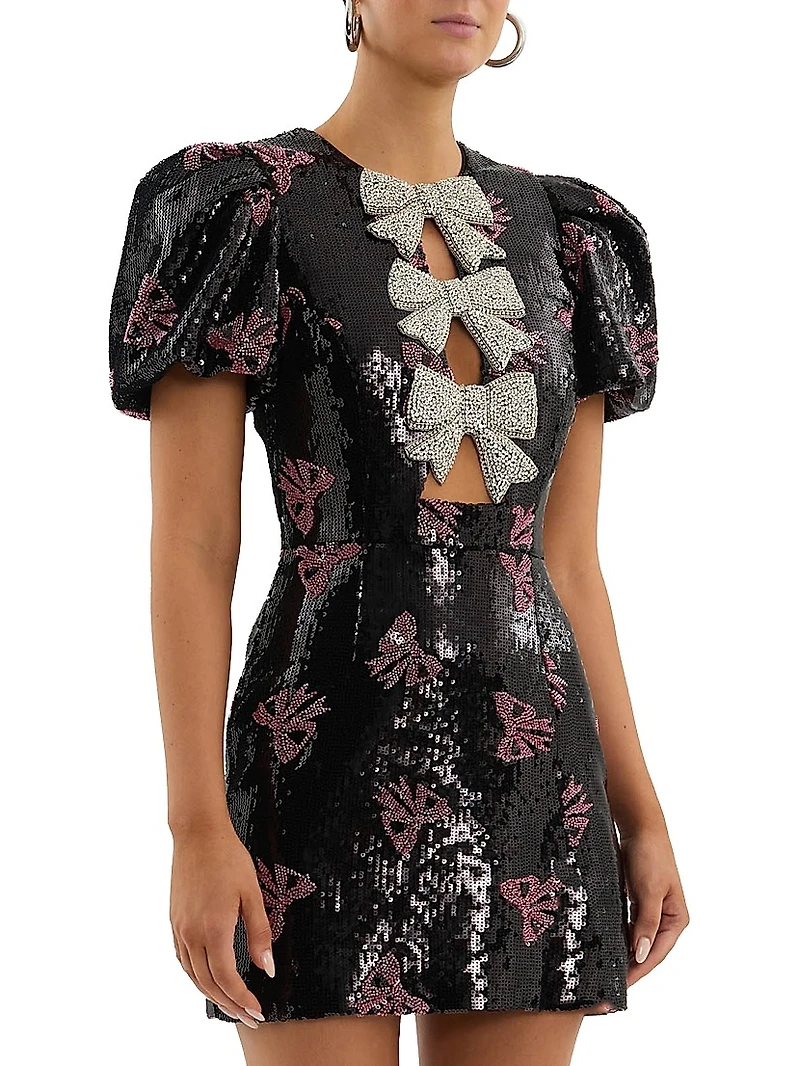 Miya Sequined Bow Minidress
