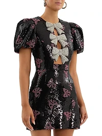 Miya Sequined Bow Minidress