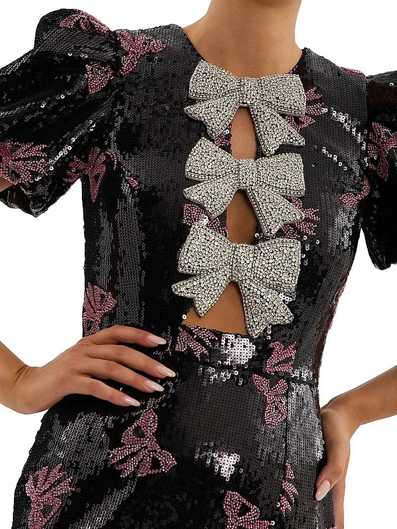 Miya Sequined Bow Minidress