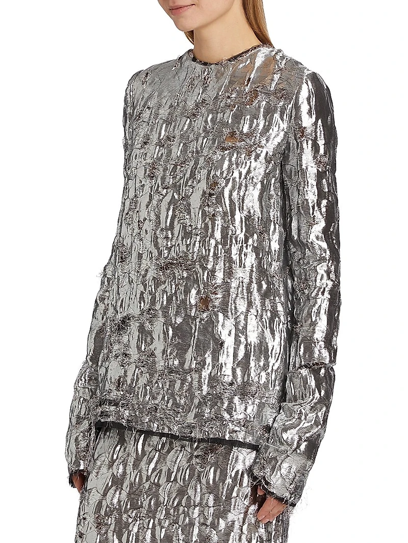 Metallic Cloque Top