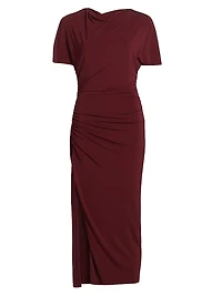 Shirred Jersey Midi-Dress