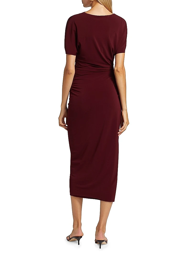 Shirred Jersey Midi-Dress