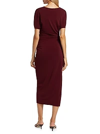 Shirred Jersey Midi-Dress