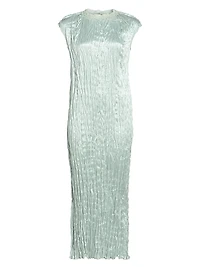 Pleated Hammered Satin Dress