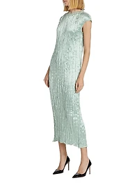 Pleated Hammered Satin Dress
