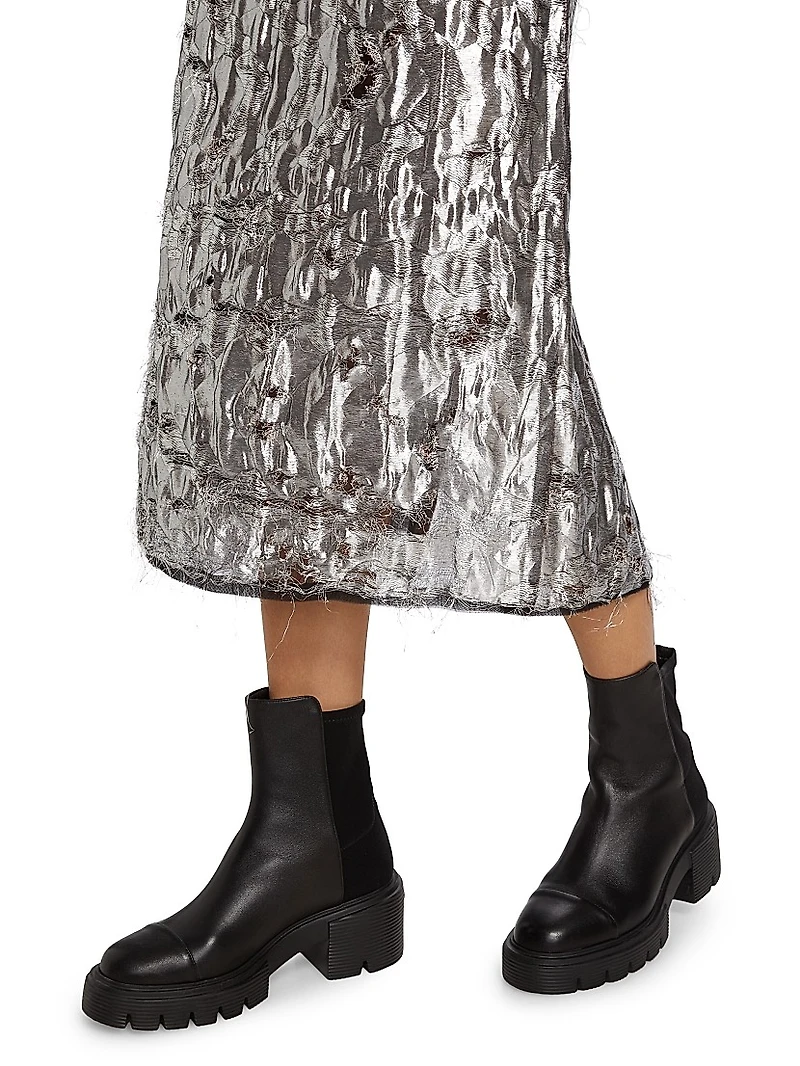 Metallic Jacquard Midi-Skirt