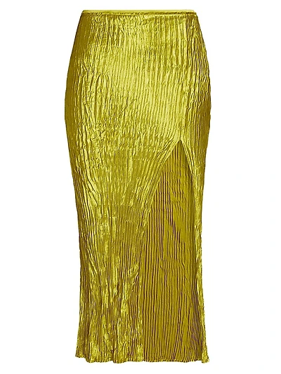 Pleated Hammered Satin Skirt