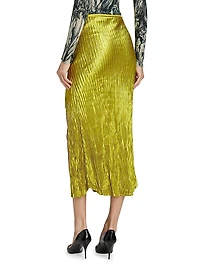 Pleated Hammered Satin Skirt