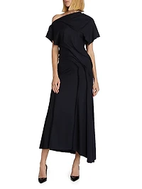 Draped Wool Jersey Maxi Dress