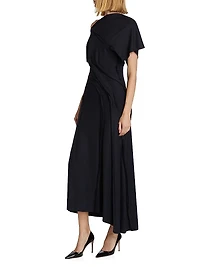 Draped Wool Jersey Maxi Dress