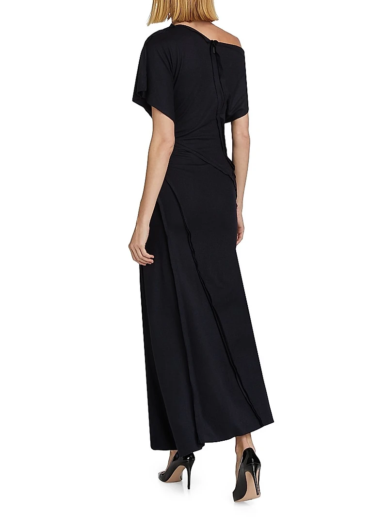 Draped Wool Jersey Maxi Dress