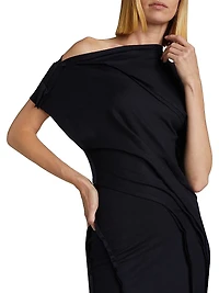 Draped Wool Jersey Maxi Dress