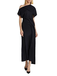 Draped Wool Jersey Maxi Dress
