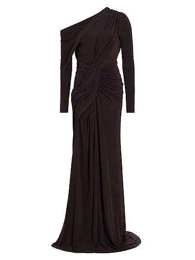 One-Shoulder Draped Gown