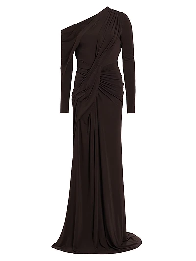 One-Shoulder Draped Gown