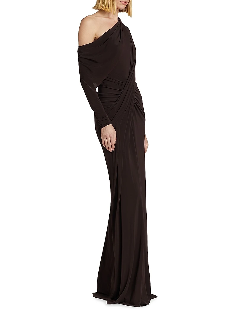 One-Shoulder Draped Gown