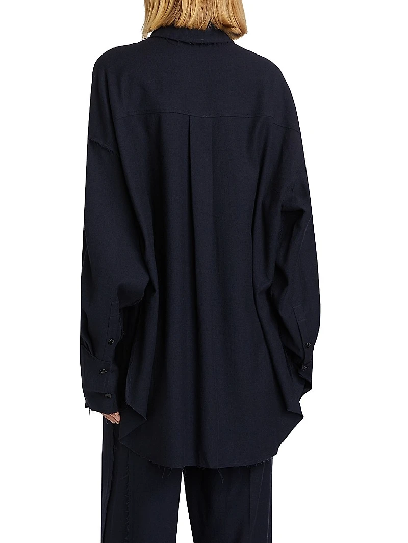 Embellished Wool Button-Up Shirt