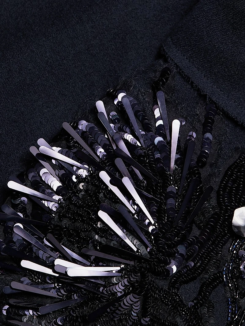 Embellished Wool Button-Up Shirt