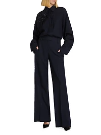 Embellished Wool Button-Up Shirt