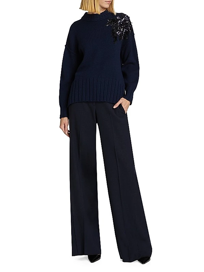 Embellished Merino Wool Sweater