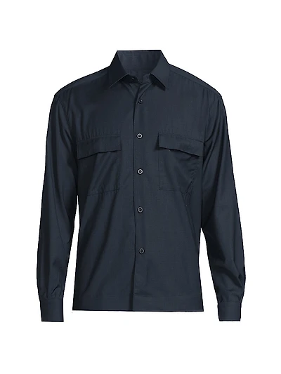 COLLECTION Solid Wool Woven Overshirt
