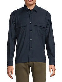 COLLECTION Solid Wool Woven Overshirt