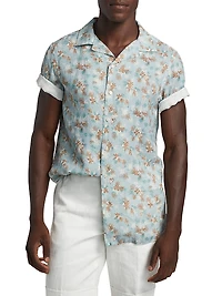 COLLECTION Floral Linen Camp Shirt