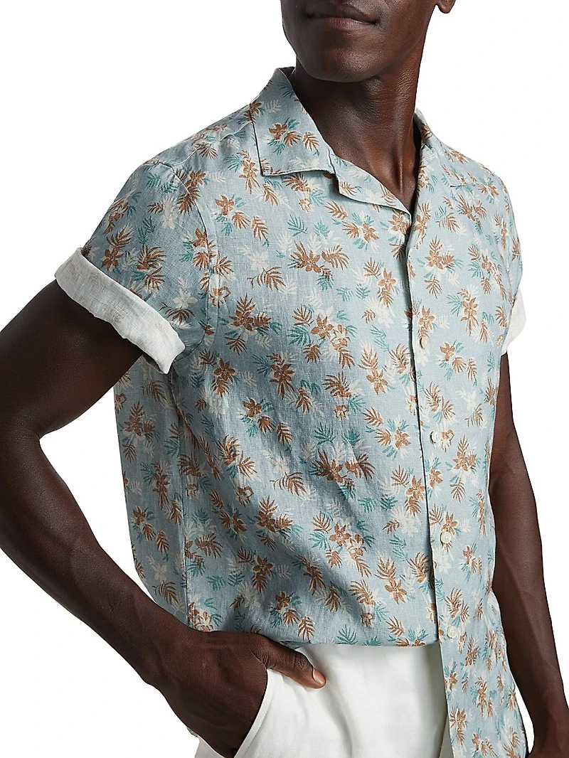COLLECTION Floral Linen Camp Shirt