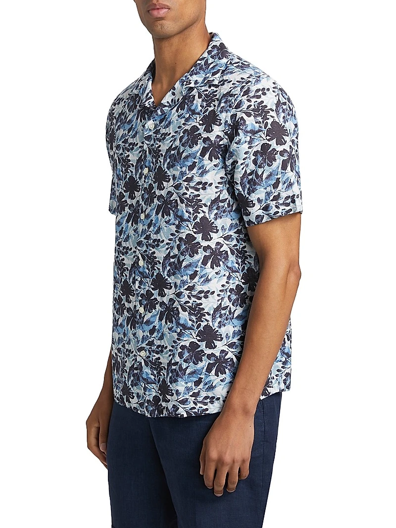 COLLECTION Floral Linen-Blend Camp Shirt