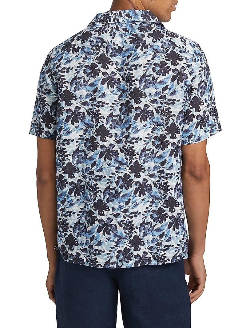 COLLECTION Floral Linen-Blend Camp Shirt