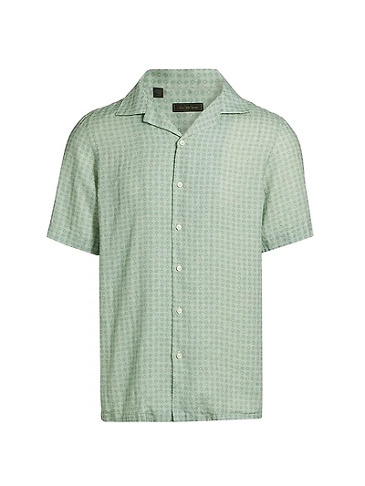 COLLECTION Geometric Linen Camp Shirt