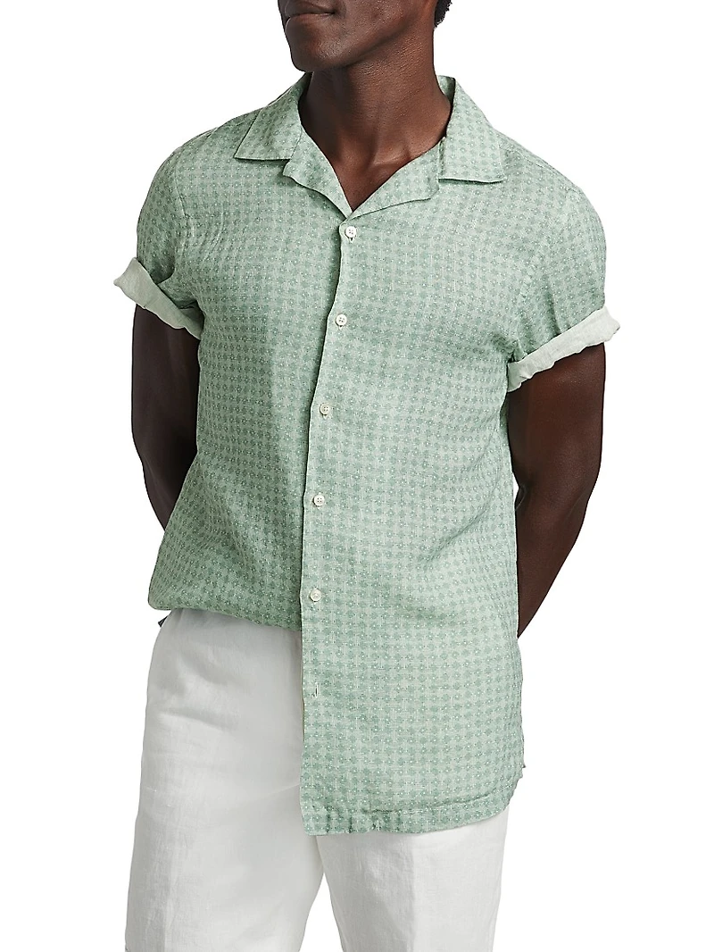 COLLECTION Geometric Linen Camp Shirt