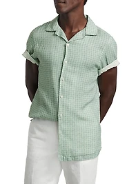 COLLECTION Geometric Linen Camp Shirt