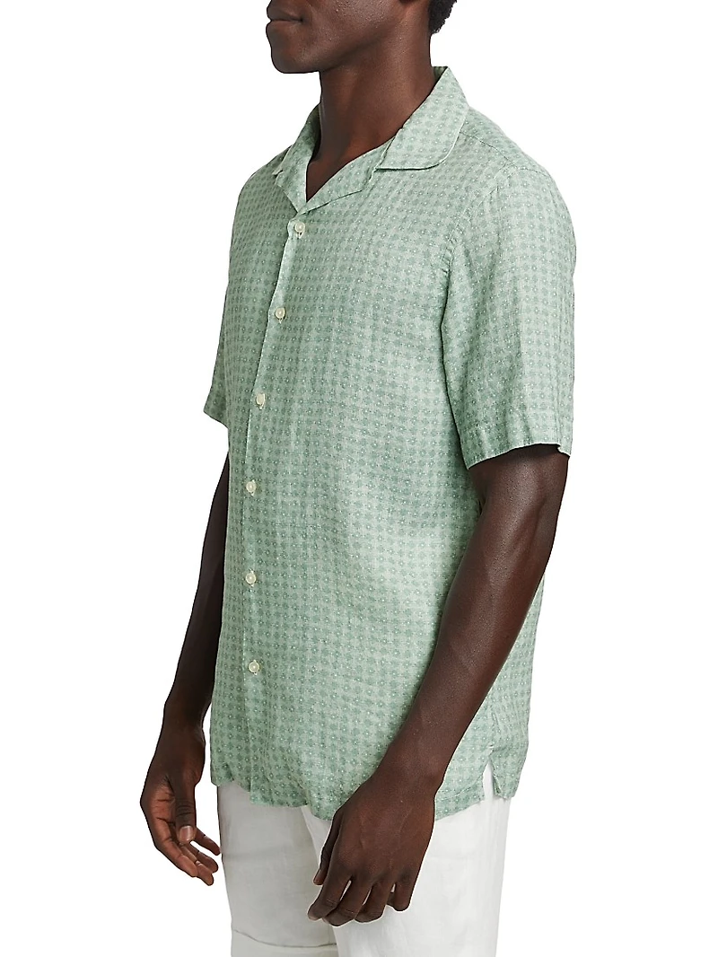 COLLECTION Geometric Linen Camp Shirt