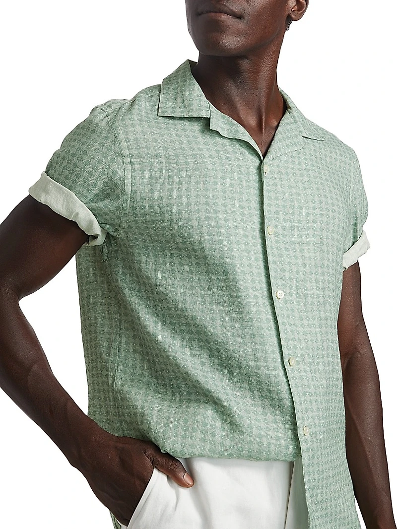 COLLECTION Geometric Linen Camp Shirt