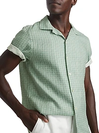 COLLECTION Geometric Linen Camp Shirt