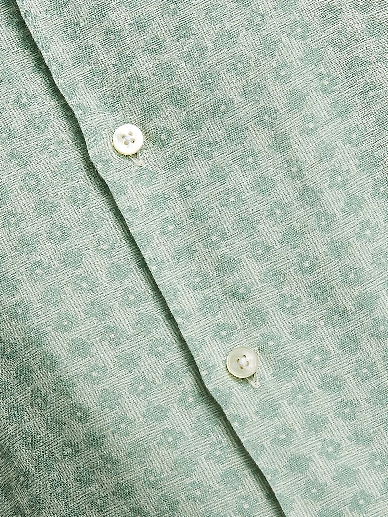 COLLECTION Geometric Linen Camp Shirt