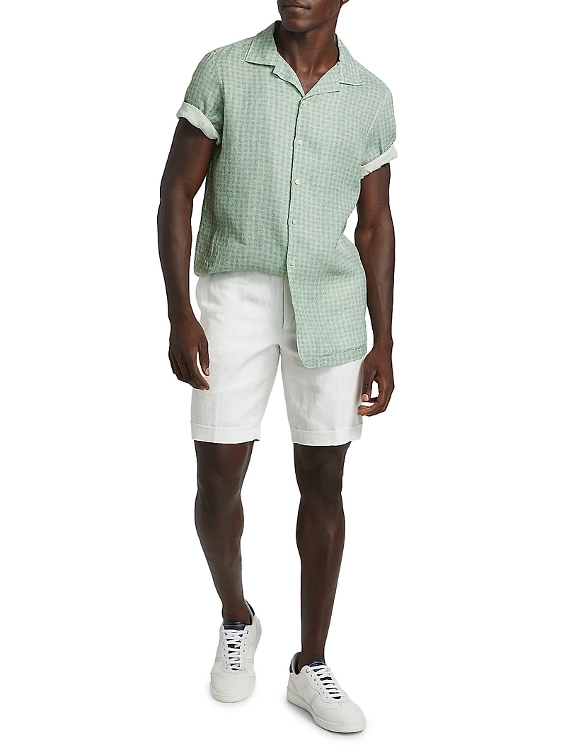 COLLECTION Geometric Linen Camp Shirt