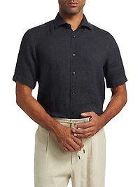 Linen Button-Front Shirt