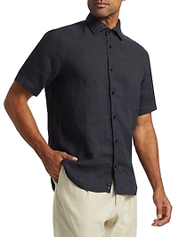 Linen Button-Front Shirt
