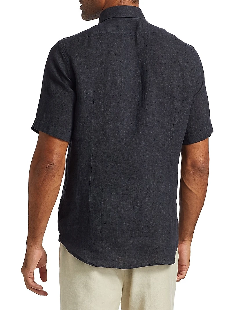 Linen Button-Front Shirt