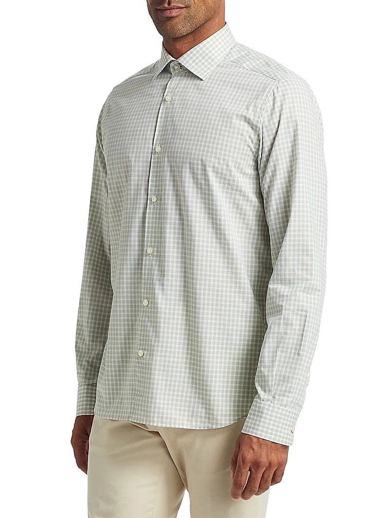COLLECTION Green Check Button-Front Shirt