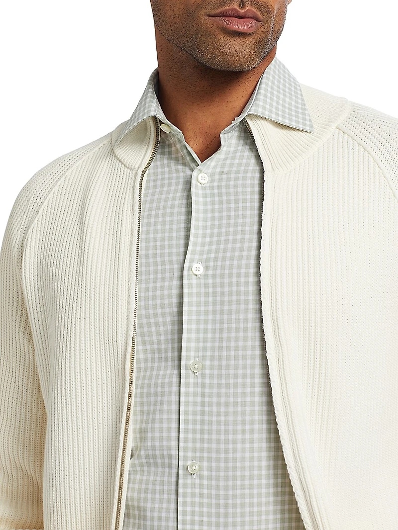 COLLECTION Green Check Button-Front Shirt